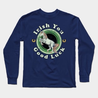 Irish You Good Luck - Vintage St Patricks Day Unicorn Long Sleeve T-Shirt